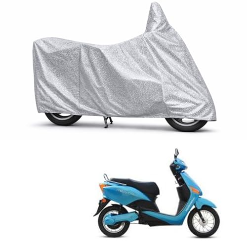 Image of 100% Waterproof Two Wheeler Body Cover Multi Layered Fabric Designed for Hero Electric Optima | Belt Buckle Lock | Silver Mag