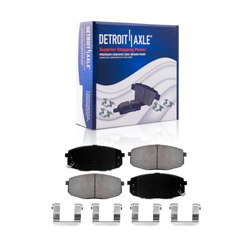 Image of Detroit Axle - Front Brake Kit for 2010-2013 Kia Forte Koup Forte 2012-2013 | Forte5 Drilled and Slotted Brake Rotors Ceramic Brake Pads w /Hardware Replacement 11.02 inch inch Front Rotors