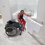 Ella Wheelchair Transfer 32'x52' Acrylic Hydro Massage Walk-In Bathtub with Right Outward Swing Door, 5 Piece Fast Fill Faucet, 2' Dual Drain
