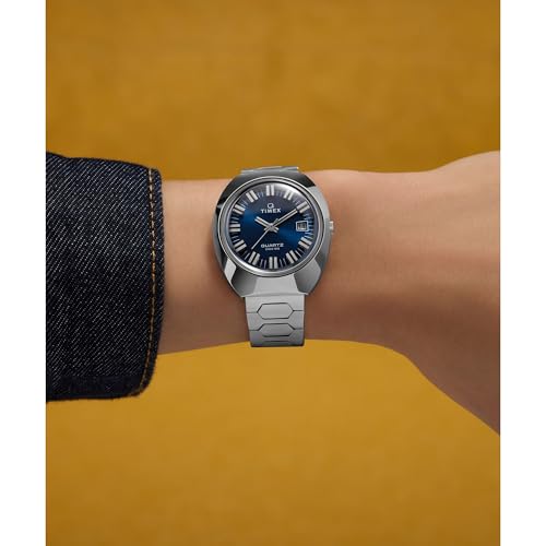 Image of TIMEX Reissue Analog Blue Tonneau Dial & Silver Stainless Steel Bracelet Band Water Resistant Men's Wrist Watch - TW2Y33100IK
