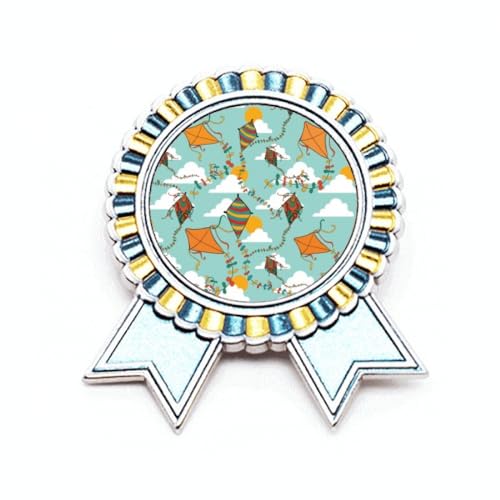 Broche cerf-volant géométrique peinte à la main métal noble taille M