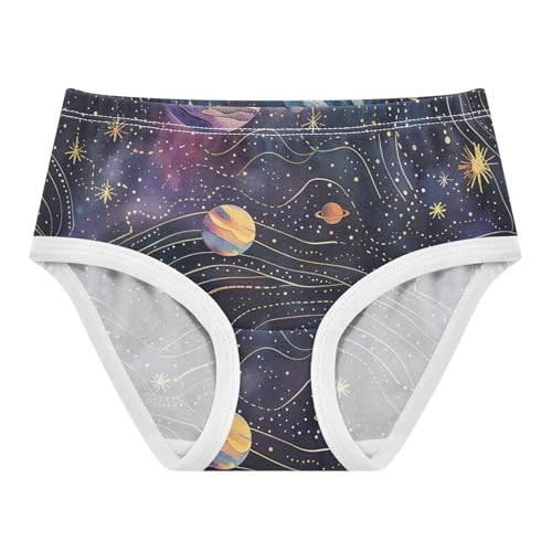 Underwear for Girls, Galaxy Planet Purple Toddler Girl Briefs, Girls' Cotton Brief Underwear, 2T–8 Years