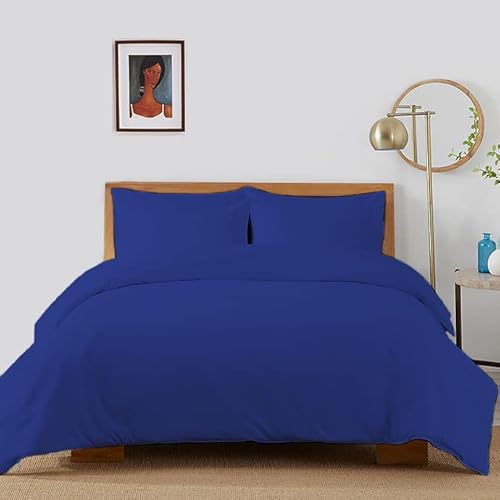 Dazzle Collection® Parure de lit unie avec housse de couette et taies d'oreiller assorties - 100 % polycoton - Facile d'entretien - Tailles britanniques - Super King - Bleu roi Cover