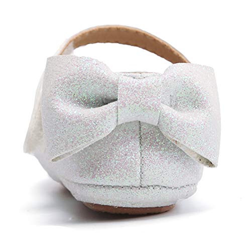 image for Felix & Flora Soft Sole Leather White Baby Shoes - Infant Baby Walking