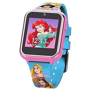 Accutime Disney’s Princess Kids’ Touchscreen Interactive Smartwatch, Built in Selfie-Camera, Easy-to-Buckle Strap, Model: PN4258AZ
