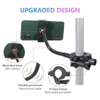 Mic Stand Phone Holder, Flexible Phone Holder for Microphone Stand, Flexible Phone Mount for Microphone Music Stand, Adjustable Holder for iPhone Samsung Any Smartphones (Mic-Long)