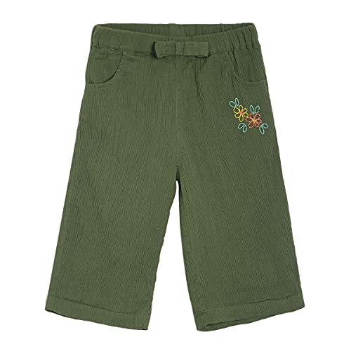 Image of miniklub Girls Green Solid Regular Fit Capris