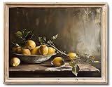 Vintage Lemon Wall Art Prints, 8x10' Unframed Farmhouse Kitchen Decor, Rustic Fruit Picture for Living Room, Bedroom, Dining Room Vintage Kitchen Decor with Moody Aesthetic French Country Style