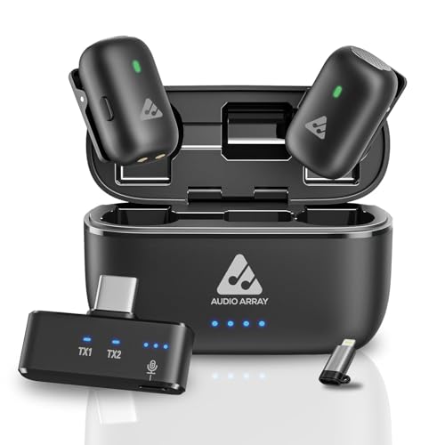 Image of Audio Array Wireless Mic | AI Noise Cancellation Mic, iPhone /Android Compatible, 32H Charging Case, Plug & Play for Vlogging, Streaming, Meetings & Video Recording