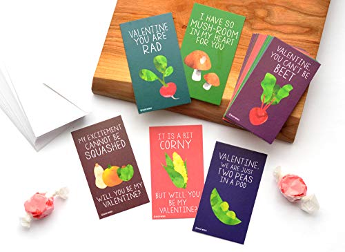 Nerdy Words Mini Vegetable Valentines (Wallet-Sized Cards with Tiny Envelopes) for Valentine\'s Day (Set of 24) - Thumbnail 2