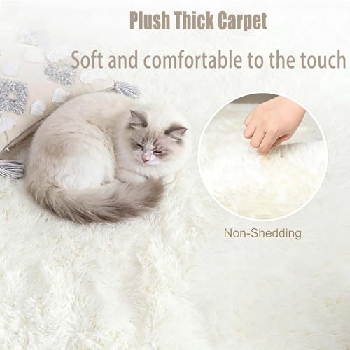 Tapis moelleux de haute qualité blanc cassé 100x280 cm pour maison - 4