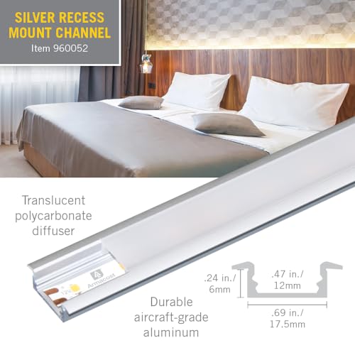 Image of Armacost Lighting LED Tape Light Mounting Channel, Recess Mount, Silver 5-Pack 960052N