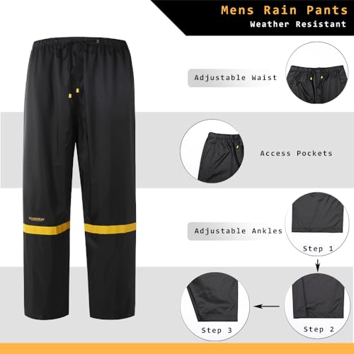 GUARDWAY Rain Suits for Men Waterproof Hooded Jacket and Pants Breathable Rain Coats Rain Gear for Outdoor Activity and Work