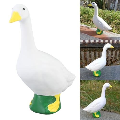 Fockety Goose Statue, 7in White Geese Duck Garden Statues, Resin Porch Goose Wild Goose Outdoor Lawn Statue Art Decor Ornament for Home Decor Housewarming Gifts by Fockety - Used condition - Image 9