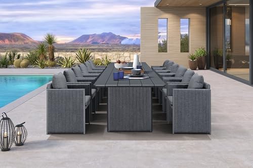 PURPLE LEAF 13 Pieces Outdoor Patio Dining Set Modern Extra