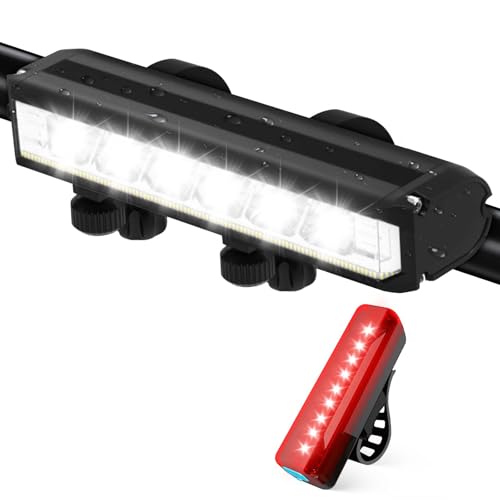 H8W8H Light Bar for Bike 10000 Lumen Rechargeable Bike Lights Front and Back with 6 LED Super Bright Bike Light IPX5 Waterproof For Mountain Road Cycling