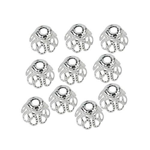 100 PCS Fleur Calottes Filigrane panier Perle Fin creux Fleur Perle Embouts pour les bijoux Faire Antique 7mm Argent