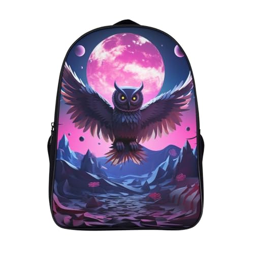 Sac à dos chouette 40x28x16cm avec grand compartiment de rangement 3D pour livres scolaires