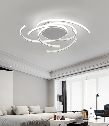 Lustre LED de salon blanc à intensité variable avec télécommande incluse - 4