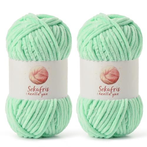 2 Pack Chunky Chenille Yarn for Crocheting, Baby Yarn for