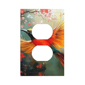 tropical bird of paradise – 1 Gang Light Switch Plate Decorative Single Toggle Wall Plate Cover Electrical Switch plate Faceplate for Bedroom Room Decorate (Mid-size)