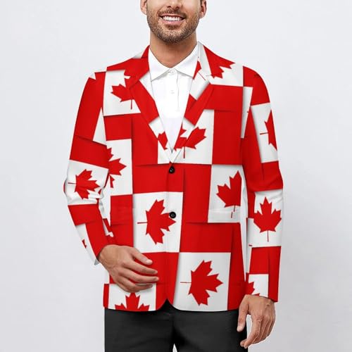Canadian Flag Leaf Men's Slim Suit Long-Sleeve Prom Tuxedo Classic Two Button Business Jacket2