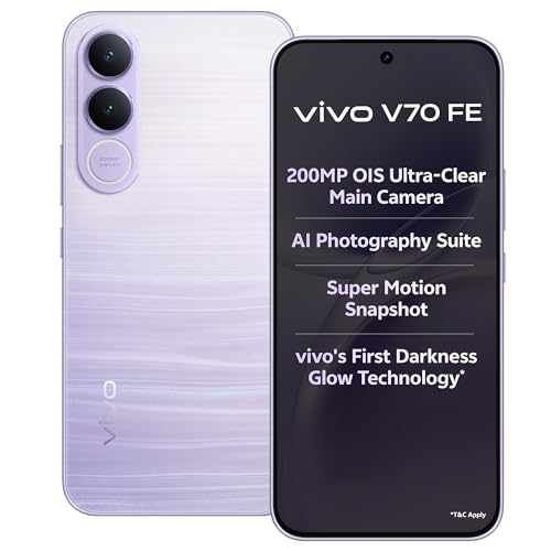 vivo V70 FE 5G (Northern Lights Purple, 8GB RAM, 256GB Storage) with No Cost EMI/Additional Exchange Offers