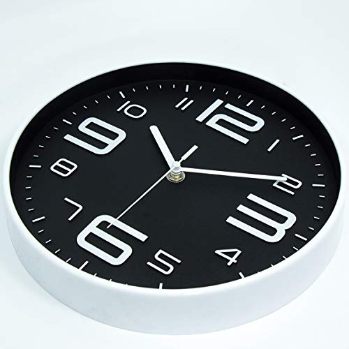45Min 10-Inch 3D Number Dial Face Modern Wall Clock, Silent Non-Ticking Round Home Decor Wall Clock With Arabic Numerals, Colorful Dial Face (Black) #TOP1