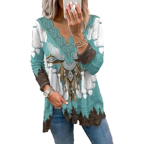 Akivide Women's Aztec Print Tunic Tops Cover