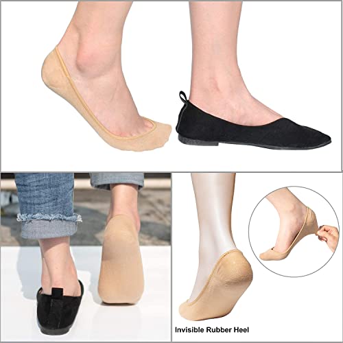 Sixdaysox Womens Socks No Show 6 Pairs Size 9-11 Anti Slip Ultra Low Cut Hidden Cotten Socks For Flats (Nude) #TOP3