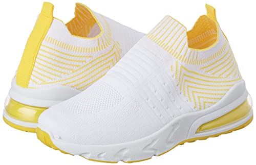 Image of Flavia Women's Running Shoes (White /Yellow 6 UK QD11018)