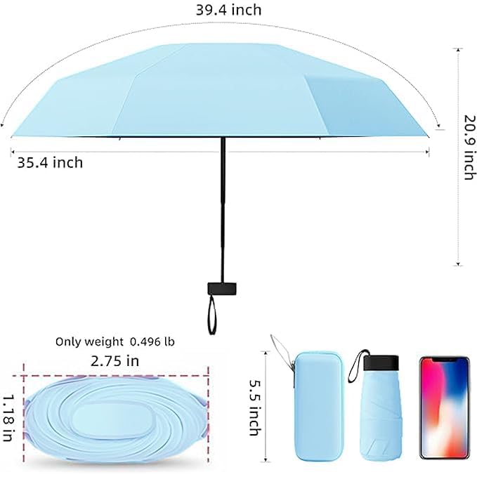 Image of ๐ช๐ข๐ข๐ ๐ญ๐ฌ UV Travel ๐ ๐ถ๐ป๐ถ ๐๐ผ๐น๐ฑ๐ถ๐ป๐ด Ultra Compact pastel ๐จ๐บ๐ฏ๐ฟ๐ฒ๐น๐น๐ฎ with Case, Manual Open ๐ฒ ๐ฅ๐ถ๐ฏ๐ Lightweight ๐ฃ๐ผ๐ฟ๐๐ฎ๐ฏ๐น๐ฒ, Small Sun & Rain ๐ฃ๐ผ๐ฐ๐ธ๐ฒ๐ ๐จ๐บ๐ฏ๐ฟ๐ฒ๐น๐น๐ฎ for Men and Women- Use in ๐ฅ๐ฎ๐ถ๐ป & ๐ฆ๐๐บ๐บ๐ฒ๐ฟ