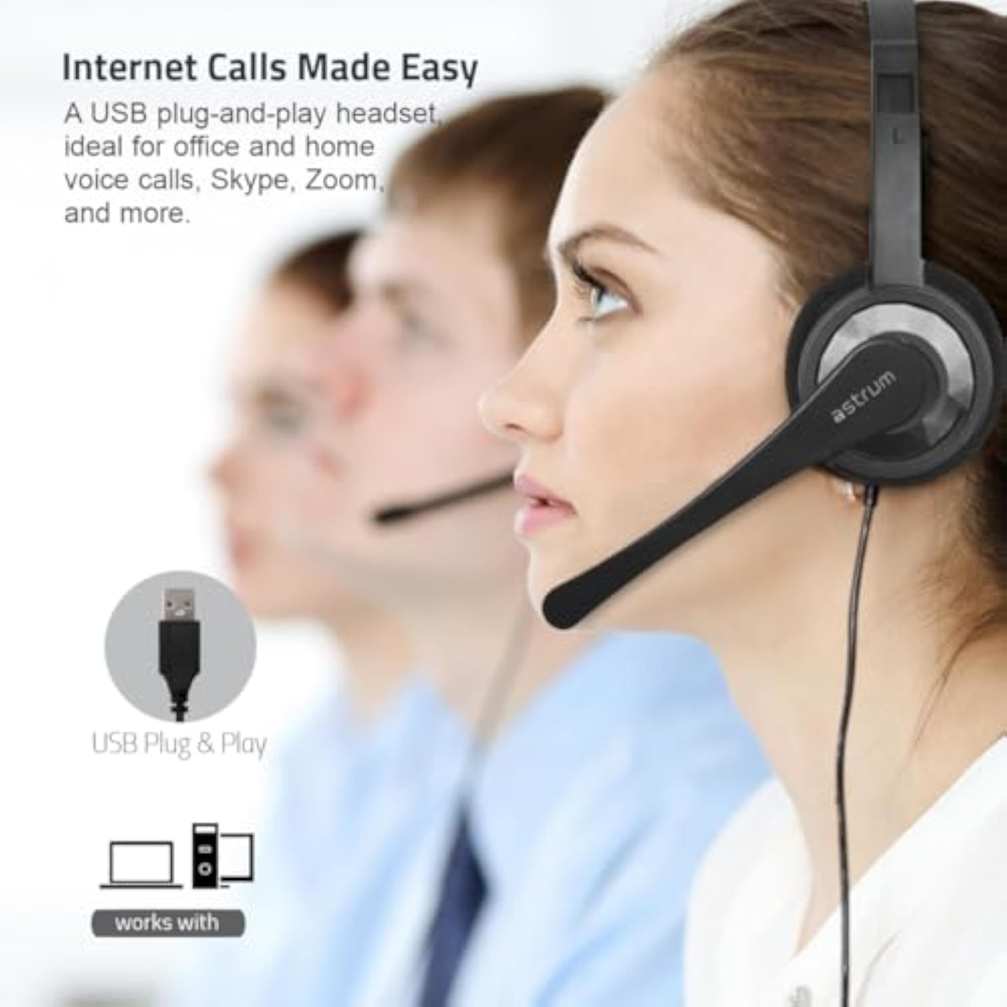 USB On-Ear Stereo Headset with Rotating Mic
