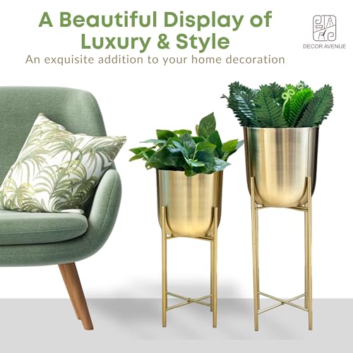 Image of Metal Decorative Modern Indoor Planters for Home Decor Gold Finish for Living Room Bedroom Balcony Home and Office | Modern Flower Pots | Set of 2