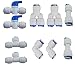 Rykey 3/8" OD Quick Connect Push In to Connect Water Tube Fitting Pack Of 10 (Ball Valve+Y+T+I+L Type Combo)