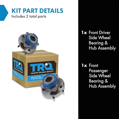 Image of TRQ 2 Piece Front Wheel Bearing & Hub Assembly Set Compatible with 2003-2005 Buick Century 2005 Lacrosse 2003-2004 Regal 2003-2006 Rendezvous 2000-2008 Chevrolet Impala 2003-2007 Monte Carlo Venture