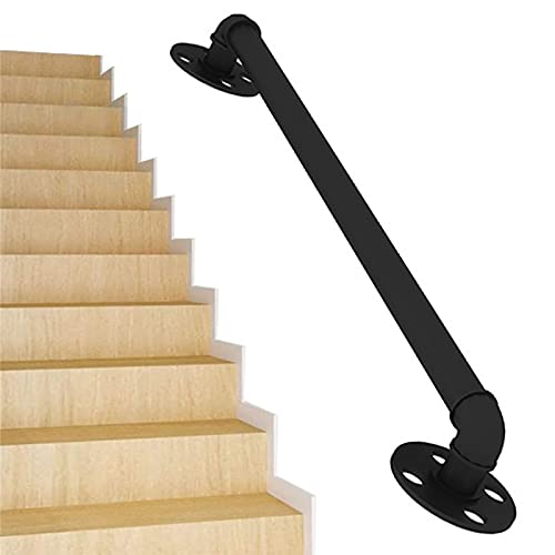 Main courante escalier extérieur rampe murale fer forgé noir loft - 2