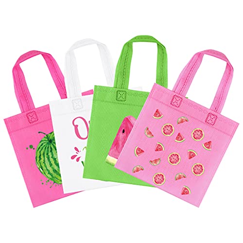 20Pcs Watermelon Party Favor Bags, Reusable Summer Watermelon Gift Bags Watermelon Goodie Treat Candy Bags for Kids Summer Fruit Themed 1st Birthday Party Decorations One in a Melon Party Supplies