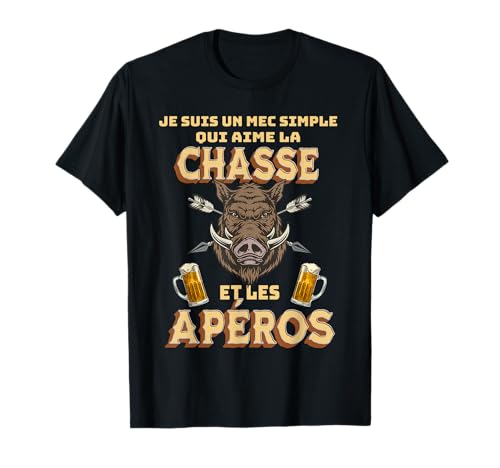 J'aime La Chasse Et Les Apéros Cadeau pour Chasseur T-Shirt