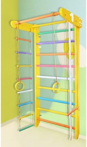 From the manufacturer! Sturdy construction! Irelle-2-Color Swedish ladder Wall Bars Wooden Gymnastic Frame Home Workout Equipment Durable Port Wood Stall Bar