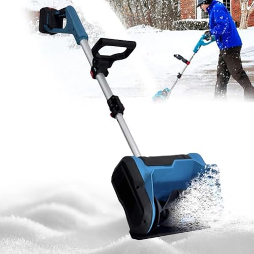 qymlsh spazzaneve elettrico senza fili, pala da neve senza fili 21v/3.0ah con manico regolabile, larghezza di pulizia 31cm, spazzaneve elettrico for patio domestico piccolo spazzaneve multifunzione