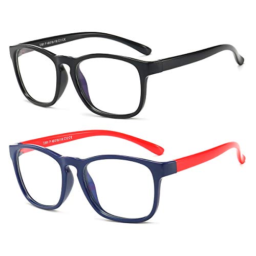 Kids Blue Light Blocking Glasses for Boys and Girls Age 3-13 Protect Eyestrain 2 Pieces