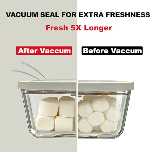 Image of Smart Vacuum Sealer Machine with 4 Borosilicate Glass Vacuum Containers (15 /27 /47 /89 Oz), Compact Handheld Food Sealer, Powerful Suction & Auto-Stop Electric Pump for Meal Prep, Kitchen Saver