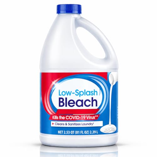 Multi Purpose Household Bleach Cleaner Liquid Low Splash Formula 81 fl oz Bottle Cleaning Solution for Laundry Floors Bathroom and General Household Use