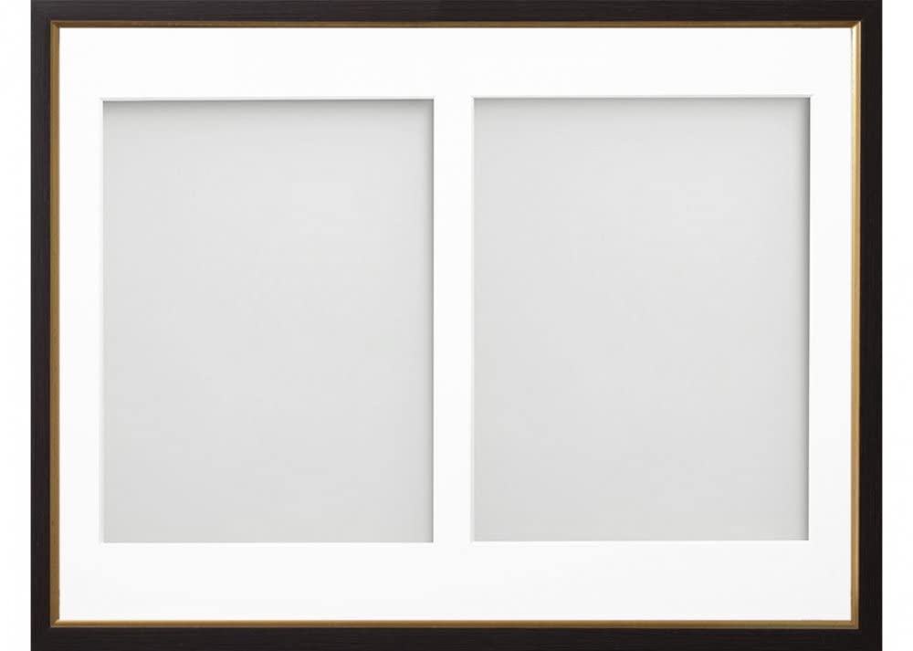 Frame Company Drayton Multi Aperture Photo Frame, Black with Gold Inset, 16x12 for 9x7 inch (x2)