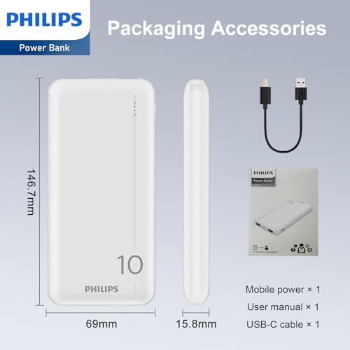 Batterie Externe PHILIPS Powerbak DLP1810NW 10000 mAh 2 Ports 5 Volts - vue 8