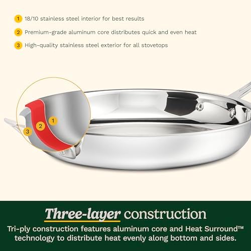 Cuisinart PureClad PureClad Triple-Ply 12" Stainless Steel Skillet with Helper Handle and Cover. PCT22-30HC