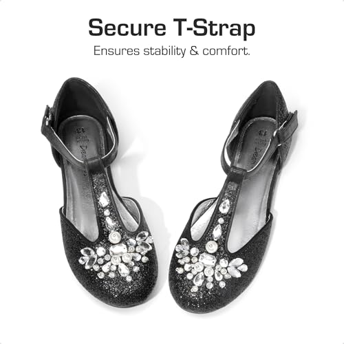 DREAM PAIRS Girls Mary Jane Dress Shoes Pearl T-Strap Party Flower Wedding Princess Flats for Toddler Little Big Kid2