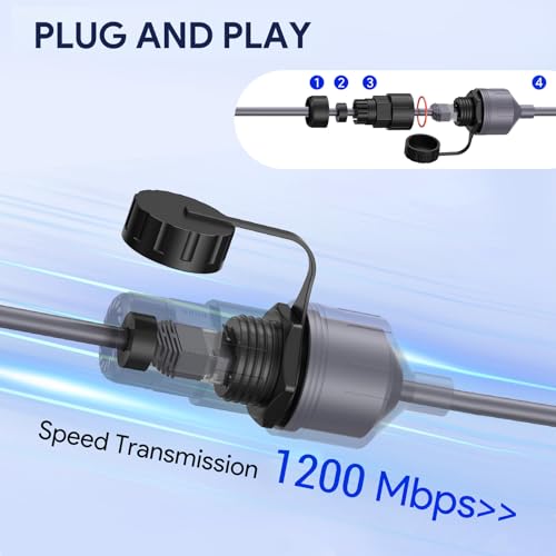 2PCS Adaptador de Cable Ethernet, Adaptador SPX a RJ45, Acoplador Estanco para Router de Alto Rendimiento Plano, Conecta Inyector PoE de Terceros para Acceso a Internet Continuo miniatura 7