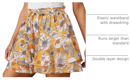 Image of Aoudery Flowy Shorts for Women Casual Boho Floral Skorts Ruffle Mini Skirts Running Tennis Butterfly Chiffon Shorts